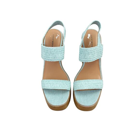 Lucky Brand Delukah Platform Wedge Sandal 10 Blue NEW - Picture 4 of 9